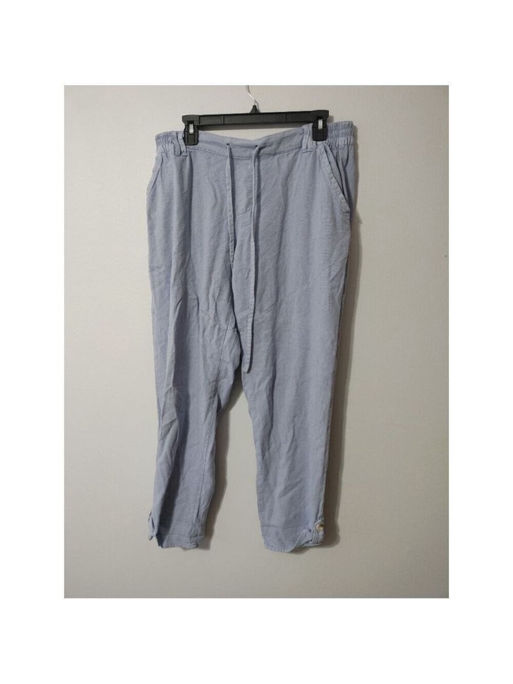 Women's Rewash Cotton/Linen Light Blue Ankle & Cropped Pants Size L